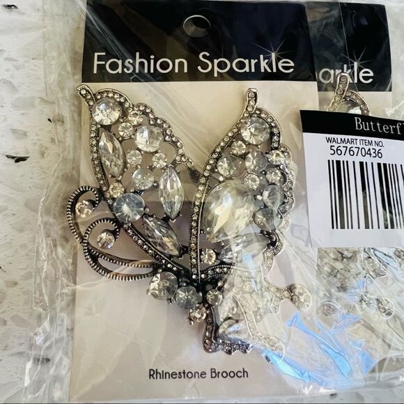 FASHION SPARKLE Women's Rhinestone Butterfly Brooch Set of 3 NWT - Picture 3 of 6